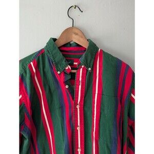 Hunt Club striped 90s button down, grunge, skater,cotton colorblock shirt, large